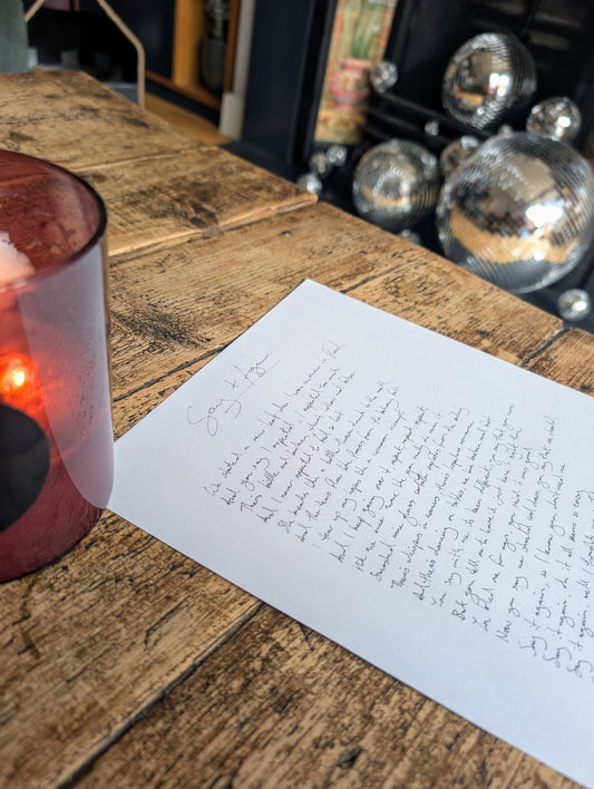 Custom Signed Handwritten Lyric Sheet